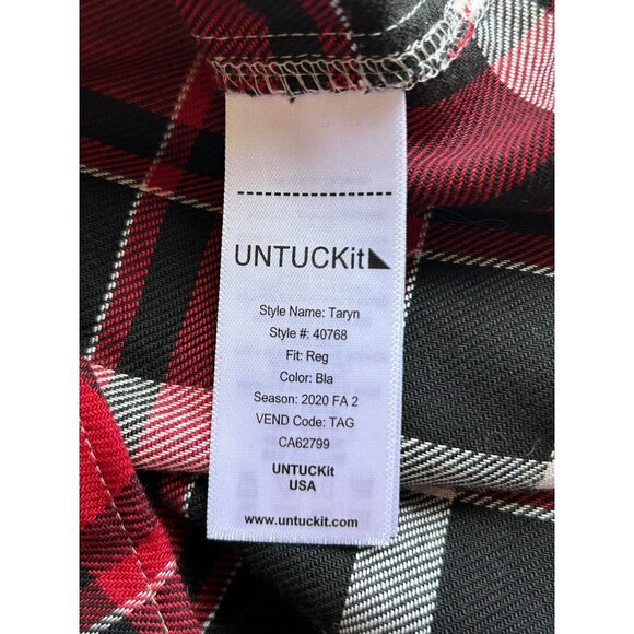 UNTUCKit For her Knit Plaid Button Up Shirt Womens Black & Red Western 8 - Picture 8 of 9